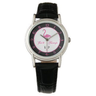 De Pulsera Personalizado Flamingo Rosa reloj clásico