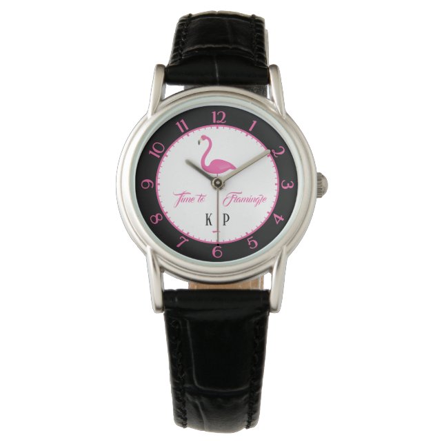 De Pulsera Personalizado Flamingo Rosa reloj clásico (Anverso)