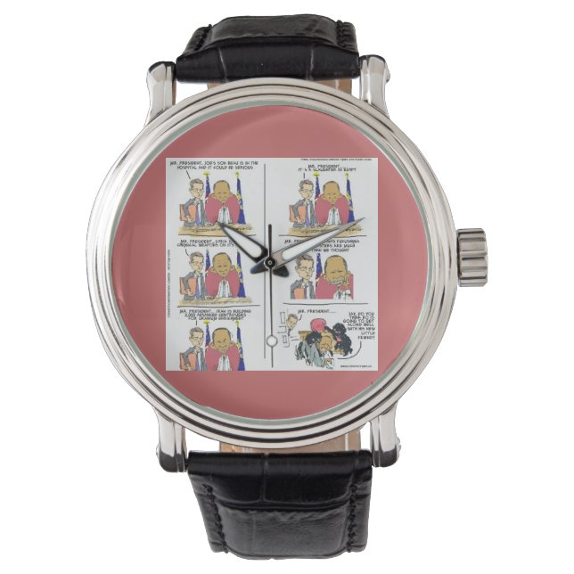 De Pulsera Presidente Obama & Bo Divertido Reloj (Anverso)