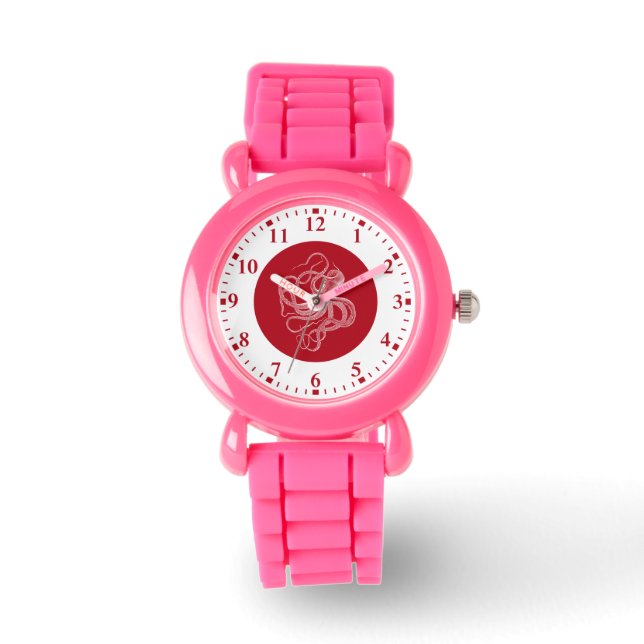 De Pulsera Pulpo blanco en reloj rojo (Anverso)