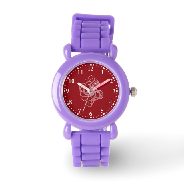 De Pulsera Pulpo blanco en reloj rojo (Anverso)