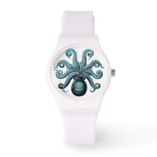 De Pulsera Pulpo verde azulado en el reloj