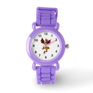 De Pulsera Reloj amarillo y rojo del dragón