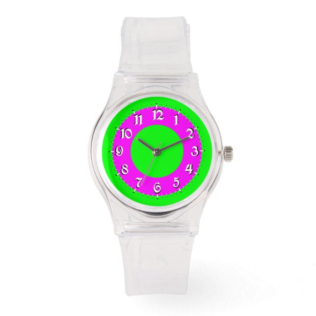 De Pulsera Reloj análogo esporádico rosa y verde (Anverso)
