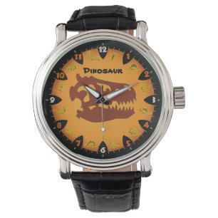 De Pulsera Reloj anaranjado prehistórico del dinosaurio
