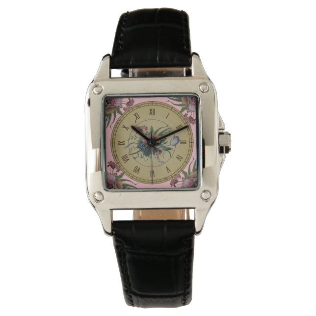 De Pulsera Reloj Antiguo con Flores (Anverso)