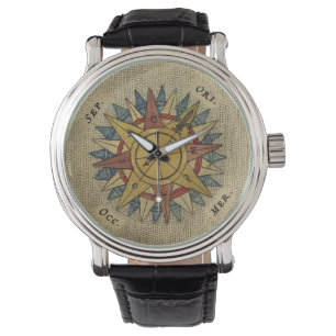 De Pulsera Reloj antiguo del compás del mapa