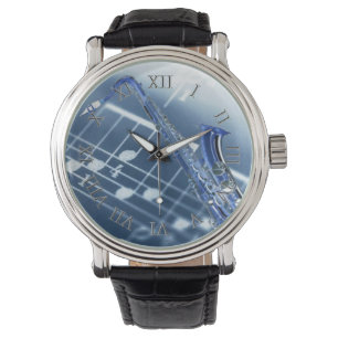 De Pulsera Reloj azul del saxofón