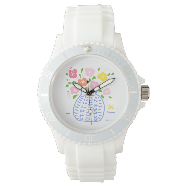 De Pulsera Reloj azul y blanco para Bouquet (Anverso)