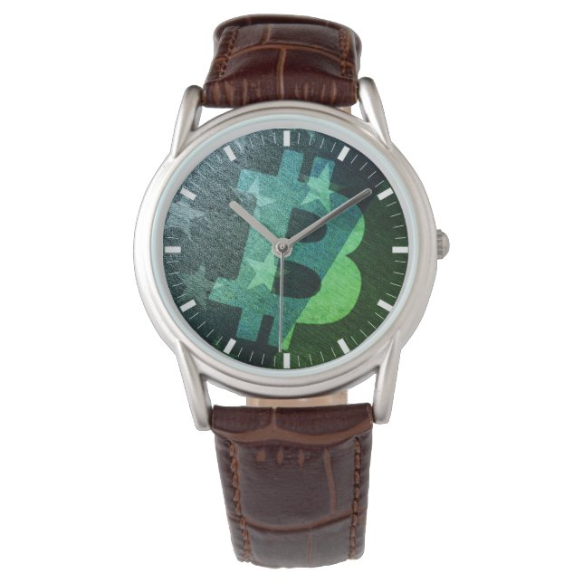 De Pulsera Reloj Bitcoin América ₿ (Verde) (Anverso)