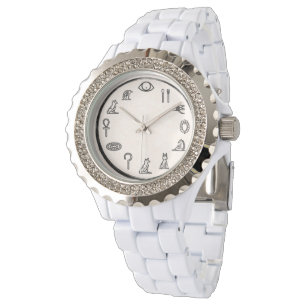 De Pulsera Reloj blanco con elegantes números del antiguo Egi