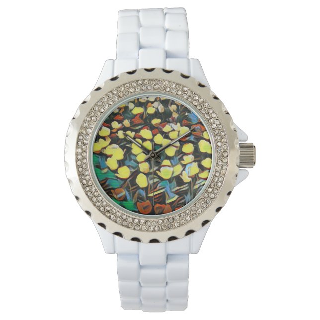 De Pulsera Reloj blanco floral (Dreaming) (Anverso)