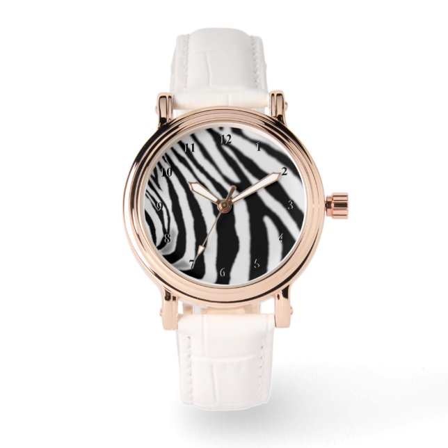De Pulsera Reloj Cebra Rayas Negras y Blancas Diseño Moderno (Anverso)