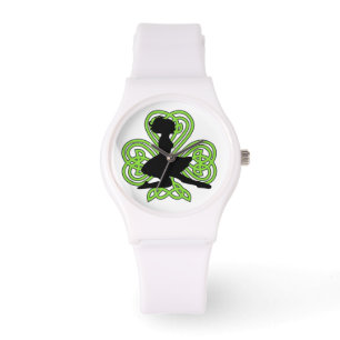 De Pulsera Reloj céltico del nudo del trébol irlandés del