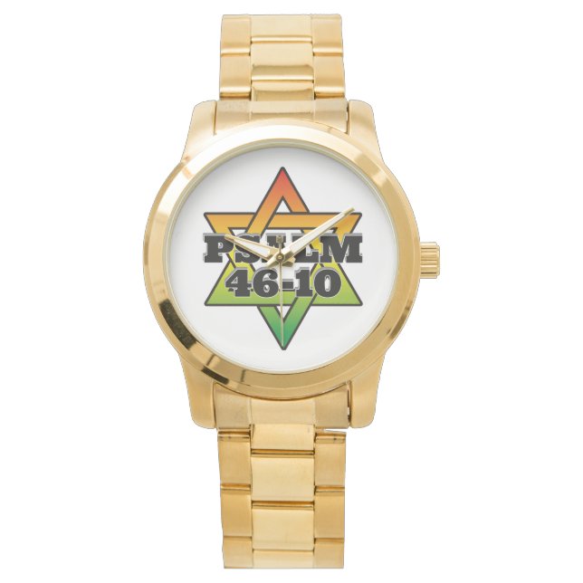 De Pulsera Reloj chapado en oro - Salmo 46-10 (Anverso)