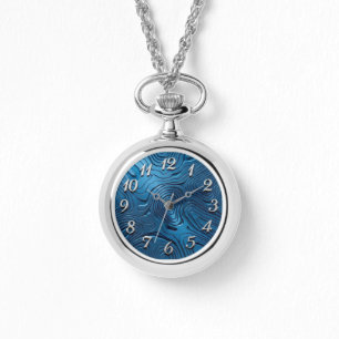 De Pulsera Reloj colgante elegante + cadena dial azul