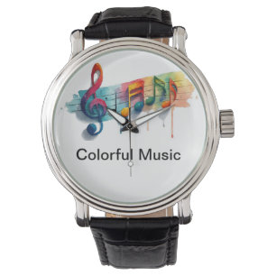 De Pulsera Reloj Colorido con Notas Musicales