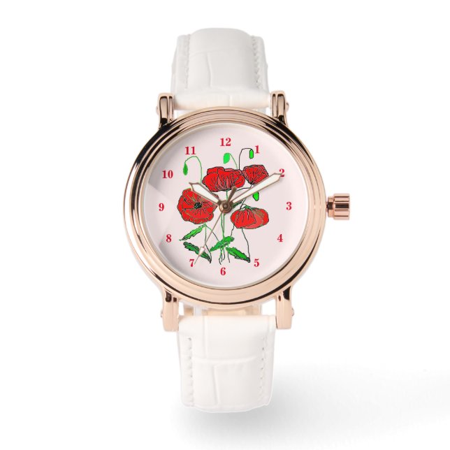 De Pulsera Reloj con amapolas (Anverso)
