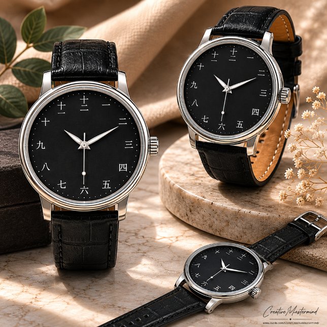 De Pulsera Reloj con carácter numeral chino (fuente blanca) (Subido por el creador)
