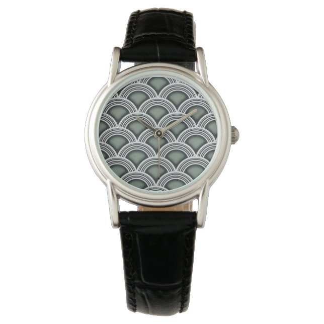 De Pulsera Reloj con círculos concéntricos Art Deco (Anverso)