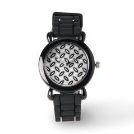 De Pulsera Reloj con patrón metálico plateado