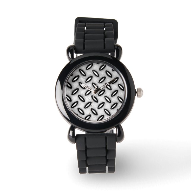 De Pulsera Reloj con patrón metálico plateado (Anverso)