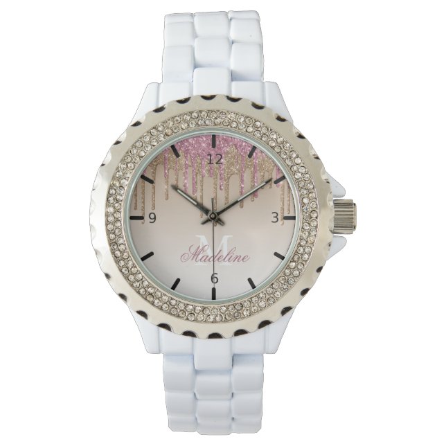 De Pulsera Reloj con Purpurina Personalizado (Anverso)