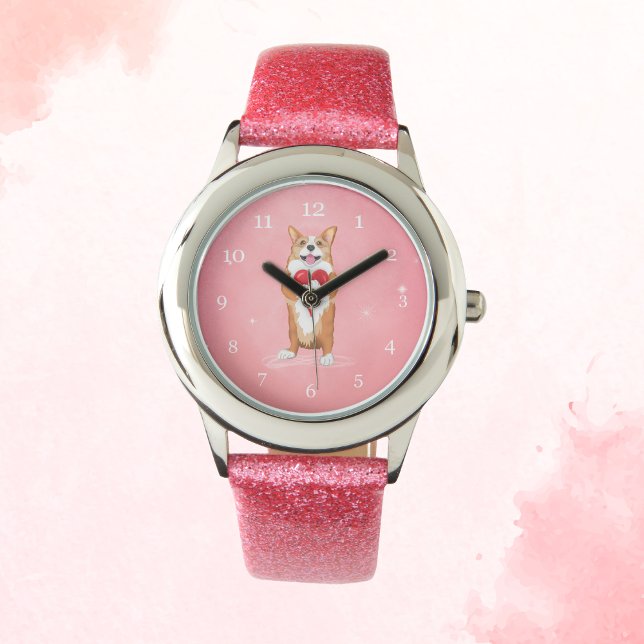 De Pulsera Reloj Corgi Sosteniendo Un Corazón (Subido por el creador)