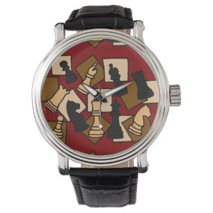 De Pulsera Reloj del arte abstracto del ajedrez