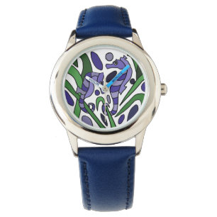 De Pulsera Reloj del arte abstracto del Seahorse