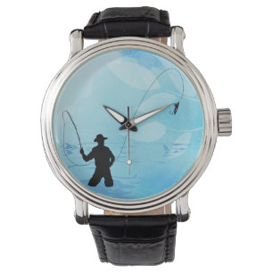 De Pulsera Reloj del cuero del vintage del negro del pescador
