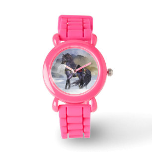 De Pulsera Reloj del purpurina del niño del caballo del