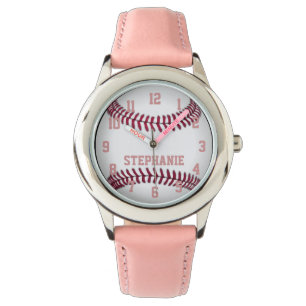 De Pulsera Reloj del softball del chica personalizado