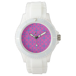 De Pulsera Reloj deportivo rosa: Magenta: puntos azules brill