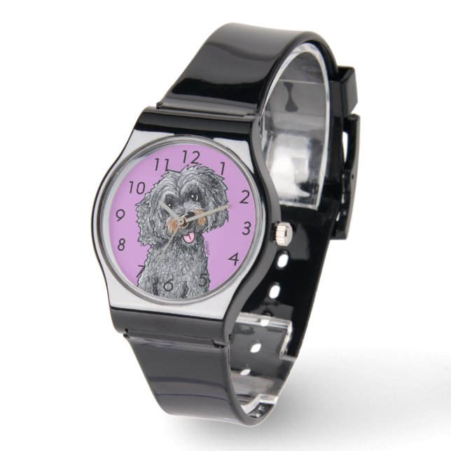 De Pulsera Reloj DOODLEMOJI negro (Ángulo)