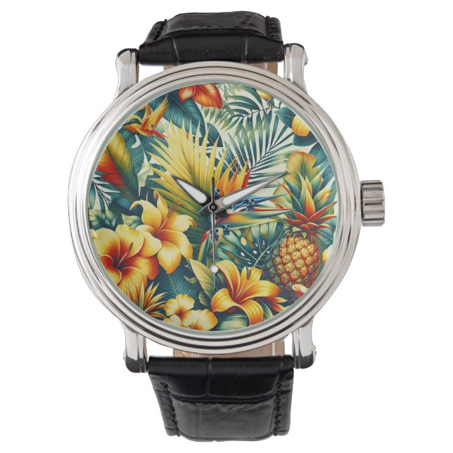 De Pulsera Reloj electrónico con cara tropical (Anverso)