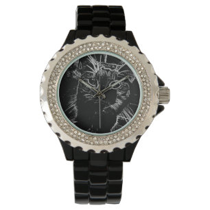 De Pulsera Reloj elegante del gato negro