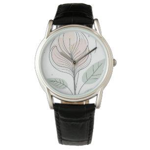 De Pulsera reloj elegante y delicado con flores estilizadas