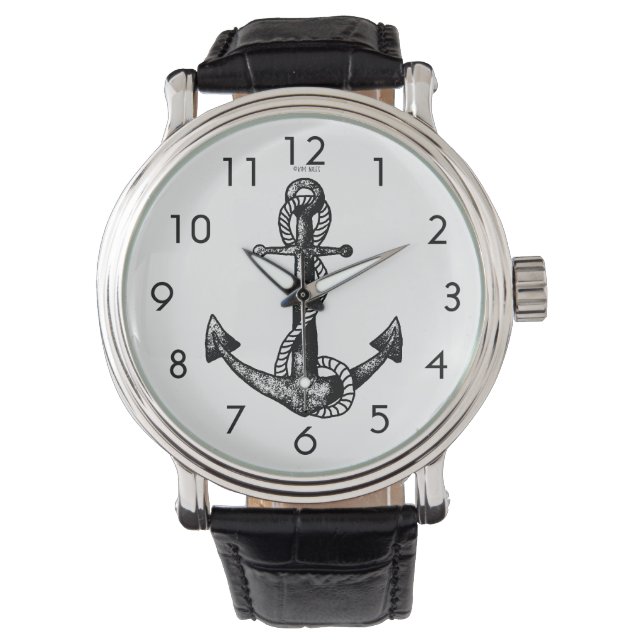 De Pulsera Reloj eWatch Ancla en Blanco y Negro (Anverso)
