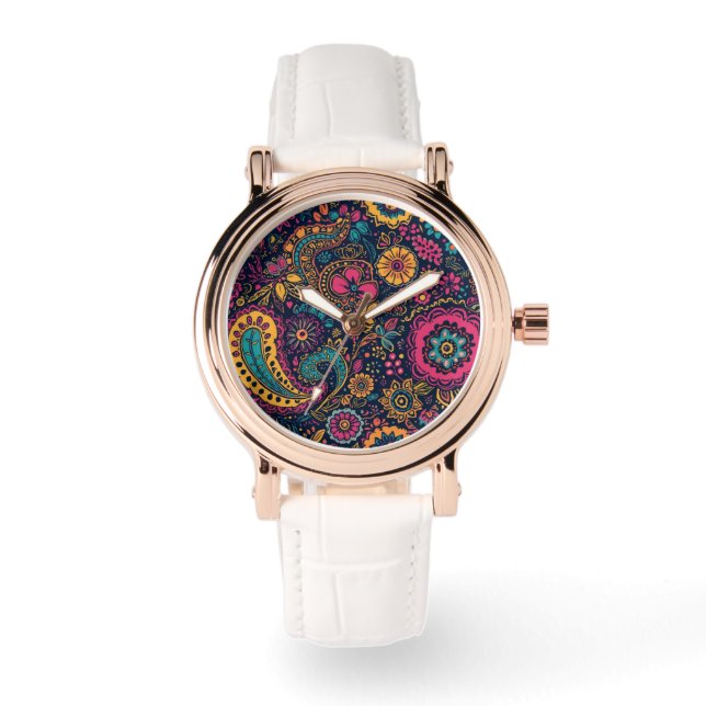 De Pulsera Reloj eWatch Floral Paisley moderno (Anverso)