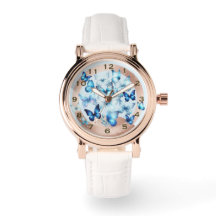 Reloj eWatch Mariposa Azul con Estilo Rosa Dorado