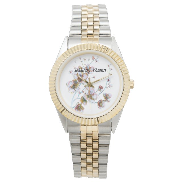 De Pulsera Reloj floral personalizado para mujeres (Anverso)