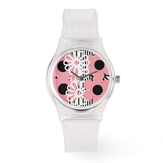 De Pulsera Reloj floral rosa caliente (Anverso)