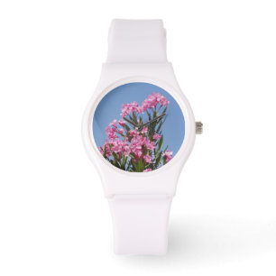 De Pulsera Reloj floral rosado del Oleander