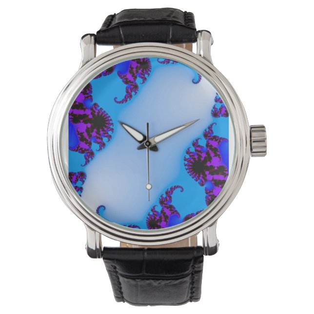 De Pulsera Reloj fractal azul (Anverso)