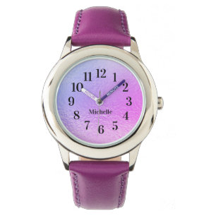 De Pulsera Reloj Iridescente Nombre Perla Rosa Púrpura