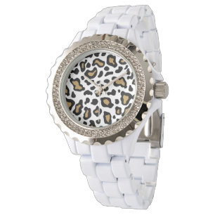 De Pulsera Reloj Leopardo Blanco