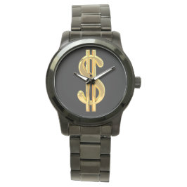 De Pulsera Reloj masculino del Rótulo del dólar dorado