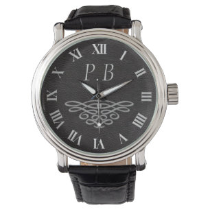 De Pulsera Reloj monograma elegante y elegante para hombres