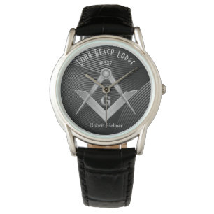 De Pulsera Reloj monogramado moderno negro y gris masónico